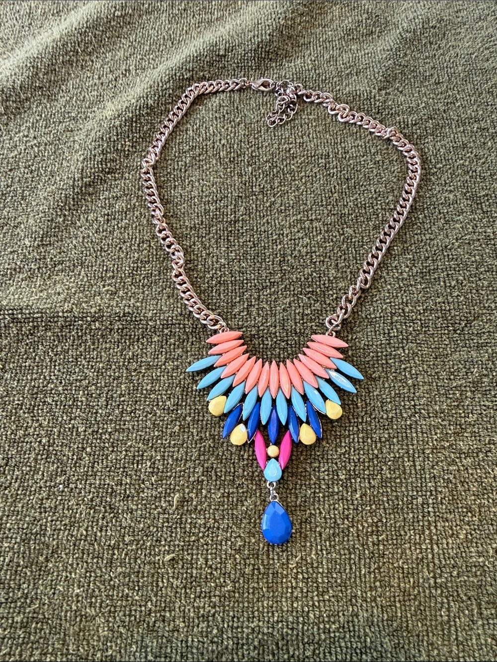 Vibrant Multicolor Teardrop Statement Necklace - Women Jewelry